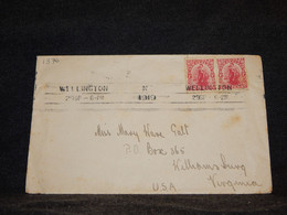 New Zealand 1919 Wellington Cover To USA__(1376) - Briefe U. Dokumente