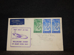 New Zealand 1950 Wellington-Sydney Flying Boat Cover__(226) - Cartas & Documentos