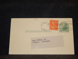 USA 1951 New York 1c Green Stationery Card To Finland__(4113) - 1941-60