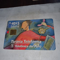 Peru-(per-te-chp-24a)-art-(51)(s/.40+5soles)(S4501691279)(tirage-50.000)-used Card+1cars Prepiad,free - Pérou