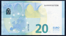 RARE  € 20  ITALIA S004  SD9999  DRAGHI  UNC - 20 Euro