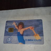 Peru-(pel-bel-39a-)-A Girl Playing In The Sea-(5soles)(60)-(02540952)(tirage-50.000)-used Card+1cars Prepiad,free - Peru