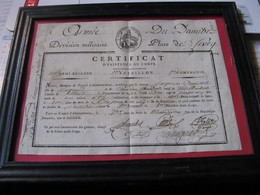 CERTIFICAT EXISTENCE AU CORPS FUSILIER Signé 1799 ARMEE DU DANUBE VEVEY SUISSE REVOLUTION Sous Cadre - Documenten