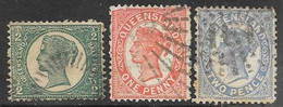 Queensland  1895 Sc# 103-5  1/2p, 1p, 2p  Wmk 68  Used  2016 Scott Value $4.10 - Usados