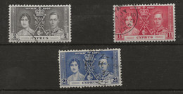 Cyprus, 1937, Coronation, SG 148 - 150, Complete Set, Used - Chypre (...-1960)