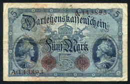Germany - Duitsland , 6stellig ( A ). Ersten Weltkriegs , 5 Mark  1914-1918 - NR A 143893 . - 5 Mark