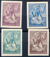 ARGENTINIEN 1944 Marinewoche 5 C. Ungebr. Ungezähnter Essay In 4 Versch. Farben - Unused Stamps