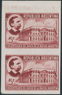 ARGENTINA 1941 5 C Browncarmine 50 Years National Bank VF Pair PROOFS On Smooth Paper Without Watermark, R! - Ungebraucht