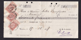 DDY 675 - Belgique BRASSERIE - Reçu TP 57 Fine Barbe TAMINES 1898 Vers NAMUR - Entete BRASSERIE Gochet - Bières