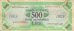Italien 500 Lire 1943 Allied Military Currency  Geldschein VF/F III - Occupazione Alleata Seconda Guerra Mondiale