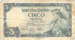 Spanien  5 Pesetas King Alfonso X 1954  VG/G IV - 5 Pesetas