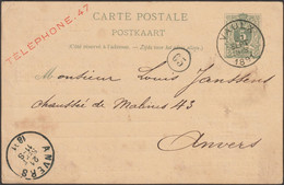 Belgique 1891. Entier Postal Oblitéré Vaulx. Chaux Hydraulique En Poudre, Ciment Romain, Portland, Minerais De Fer - Cartoline [1871-09]