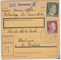 Luxembourg Luxemburg Paketkarte 1944 Bettemburg Pour Harlingen - 1940-1944 Occupazione Tedesca