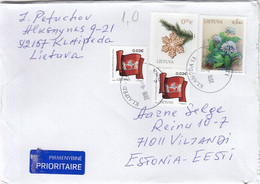 GOOD LITHUANIA Postal Cover To ESTONIA 2019 - Good Stamped: Christmas ; Flags ; Flower - Lituanie