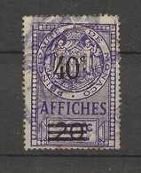 TIMBRES FISCAUX DE MONACO AFFICHES  N°14 40 C Sur 20 C VIOLET - Fiscale Zegels