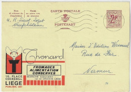 Belgium 1966 Postal Stationery Card Publibel No. 2097 Thornard Cheese Food Pickled  From Neufchâteau To Namur - Alimentation