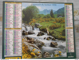 Calendrier Almanach  -la Poste- Oberthur 1998 Chaumière En Bretagne + Cascade Et Massif Du PUY DE DOME (voir Les Photos) - Grand Format : 1991-00