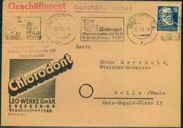 1951, Geschäftspapiere 16Pfg. Virchow Ab (10b) LEIPZIG C 2, Werbung "CHLORODONT" - Andere & Zonder Classificatie