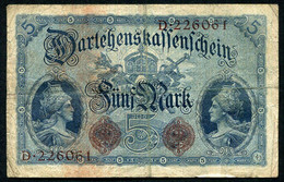 Germany - Duitsland ,6stellig ( A )  Ersten Weltkriegs , 5 Mark  1914-1918 - NR D 226061 . - 5 Mark