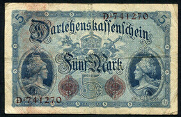 Germany - Duitsland , 6stellig ( A )  Ersten Weltkriegs , 5 Mark  1914-1918 - NR D 741270 . - 5 Mark