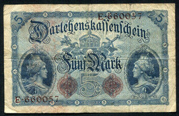 Germany - Duitsland ,6stellig ( A )  Ersten Weltkriegs , 5 Mark  1914-1918 - NR E 660057 . - 5 Mark