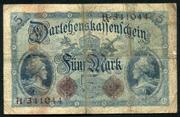 Germany - Duitsland ,6stellig ( A )  Ersten Weltkriegs , 5 Mark  1914-1918 - NR H 341044 . - 5 Mark