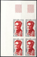 F.S.A.T. (1988) Robert Gessain. Corner Imperforate Block Of 4. Scott No 135, Yvert No 134. - Non Dentelés, épreuves & Variétés