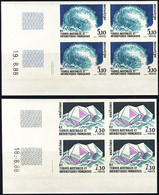 F.S.A.T. (1989) Mesotype. Analcime. Set Of 2 Corner Imperforate Blocks Of 4. Scott Nos 146-7, Yvert Nos 144-5. - Ongetande, Proeven & Plaatfouten