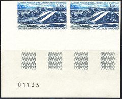 F.S.A.T. (1981) Glacial Landscape. Margin Imperforate Pair. Scott No C64, Yvert No PA66. - Sin Dentar, Pruebas De Impresión Y Variedades