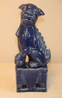 PERRO FOO DE PORCELANA AZUL AÑIL 16,5 Cms - Oriental Art