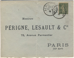 FRANCE / Alsace-Lorraine - 1919 - Yv.130 Oblitéré CàD "SCHILTIGHEIM" Sur Enveloppe Pour Paris - 1877-1920: Periodo Semi Moderno