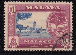 Malacca $1.00 Used 1960, Tree, Animal,  Malaya / Malaysia - Malacca