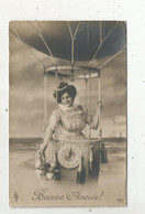 Cp, AVIATION ,montgolfière , BONNE ANNEE , Voyagée 1912 - Mongolfiere
