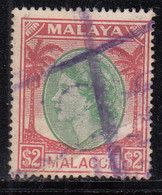 Malacca $2.00  Used 1954, (Cond., Creased), Malaya / Malaysia - Malacca