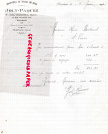 59 - ROUBAIX- FACTURE JOLY PAQUEZ- F. VIAL- HONOREZ-22 BIS GRANDE RUE- DRAPERIES DRAPERIE -1935 - Textile & Clothing