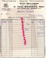 59- ROUBAIX- FACTURE JOLY PAQUEZ- VIAL- HONOREZ- 22 BIS GRANDE RUE-DRAPERIES DRAPERIE- 1934 - Textile & Clothing