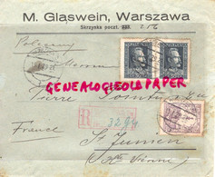POLOGNE- ENVELOPPE M. GLASWEIN WARSZAWA- SKRZYNKA POCZT -PIERRE POINTU MEGISSERIE  SAINT JUNIEN- 1929 - Other & Unclassified