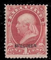 Etats-Unis Michel S10 (*) Benjamin Franklin Surchargé Specimen (plié) - Nachdrucke & Specimen