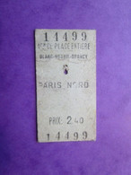 1 TICKET  SNCF - PARIS-NORD - 1° Classe  - 1968 - BE - Sin Clasificación