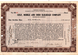 Gulf, Mobile And Ohio Railroad Company - Certificat Temporaire De 15 Actions En 1940. - Railway & Tramway