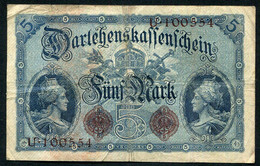 Germany - Duitsland ,6stellig ( A )  Ersten Weltkriegs , 5 Mark  1914-1918 - NR U 100554 - 5 Mark