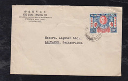 China Hong Kong 1946 Cover To Switzerland 30c Victory Stamp - Storia Postale