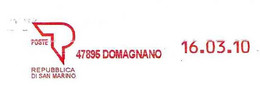 SAN MARINO - 2010 Ufficio PT DOMAGNANO - Ema Annullatrice Meccanica Rossa Red Meter Su Busta Non Viaggiata - 1898 - Covers & Documents
