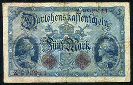 Germany - Duitsland ,6stellig ( A )  Ersten Weltkriegs , 5 Mark  1914-1918 - NR Z 990921 - 5 Mark