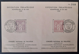 France 1939 Souvenir De L'expo Philatelique De Montpellier 27/30 Mai  TB - Gebruikt