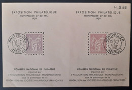 France 1939 Souvenir De L'expo Philatelique De Montpellier 27/30 Mai  TB - Usati