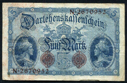 Germany - Duitsland ,7stellig ( B )  Ersten Weltkriegs , 5 Mark  1914-1918 - NR N 2670952 - 5 Mark