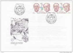 FDC 205 SLOVAQUIE 2000 Mi 365 Yv 317 Année Mondiale Des Mathématiques HRONEC SCHWARZ MATHEMATICIEN - FDC