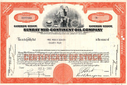 Sunray Mid-Continent Oil Company - Aka Sunoco - Titre De 34 Actions - New York 1960. - Pétrole