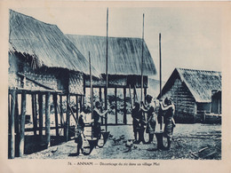 Pour L'Enseignement Vivant (24x18cm) - Les Colonies Francaises - Annam - Decorticage Du Riz Dans Un Village Moi - Viêt-Nam